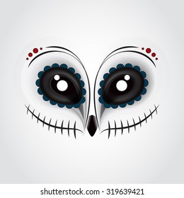 Santa Muerte owl illustration. Bark owl vector. Best for tattoo sketch.