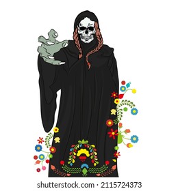 El SANTA MUERTE, símbolo de elogio, respeto y adoración en México y muchos otros países. Ilustración vectorial del SANTA MUERTE.