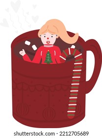 Santa Mugs. Garlands, flags, labels, bubbles, ribbons and stickers. Collection of Merry Christmas decorative icons