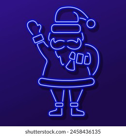 santa neon sign, modern glowing banner design, colorful modern design trend on black background. Vector illustration.