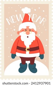 Ilustración del vector de estampado de Año Nuevo Santa