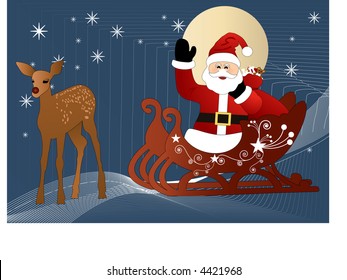 santa at the northpole  christmas night vector