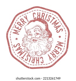 Santa Official Stamp Retro Postmark. North Pole Postal Passport. Seal Round Vector Icon. Badge Vintage Season Postage Design.