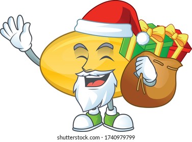Santa oil capsule Cartoon character design with sacks of gifts