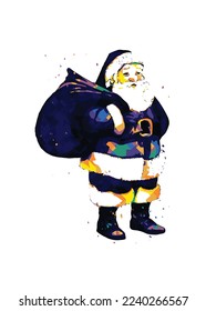 Santa Oldman Colorful Illustration Poster Image