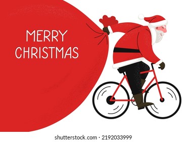 Santa On Bike Cycling Santa Clause Stock Vector (Royalty Free ...