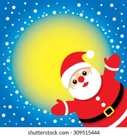 Santa on blue sky background. Vector illustration. Can use of note paper and greeting card.