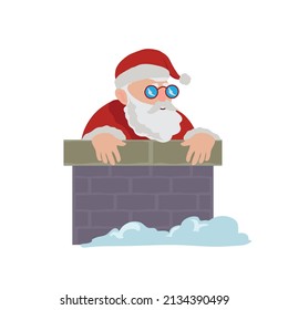 santa on chimney over white