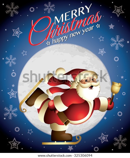 Santa On Ice Skating Vector Christmas Stock Vector (Royalty Free) 325306094