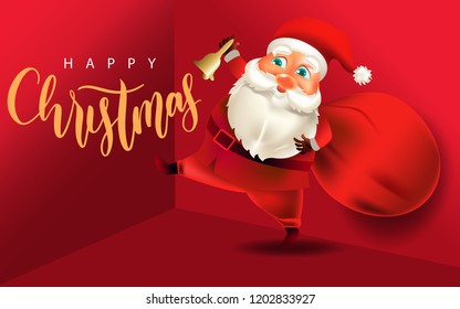 Santa on red background