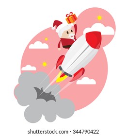 Santa on the rocket in Christmas
