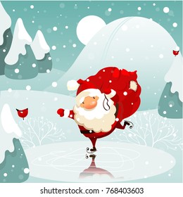 Santa on skates ice