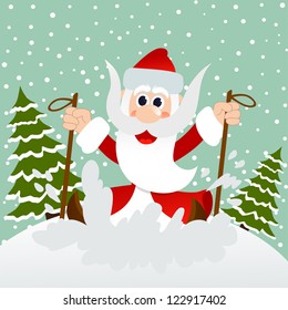 Santa on skis