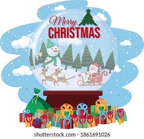 Santa en trineo con ilustración de regalo de venado