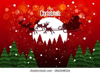 Santa on sleigh with deer delivery gift illustration