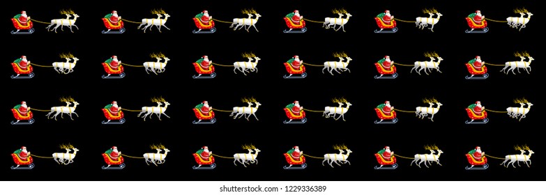 Santa on sleigh with reindeer animation sprite sheet, Can be used for GIF animation