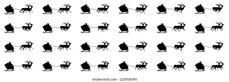 Santa on sleigh with reindeer animation sprite sheet, Can be used for GIF animation