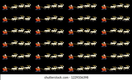 Santa on sleigh with reindeer animation sprite sheet, Can be used for GIF animation