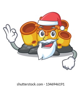 Santa orange sponge coral in shape mascot