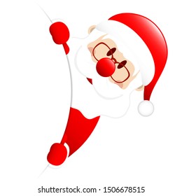 Santa Outside On The Right Side Of Round Banner