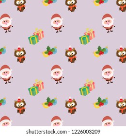 santa owl pattern christmas
