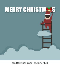 Santa painting Merry Christmas background for celebration.