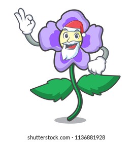 Santa pansy flower mascot cartoon