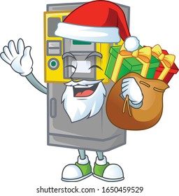 Santa parking ticket machine Cartoon design having a sack of gifts