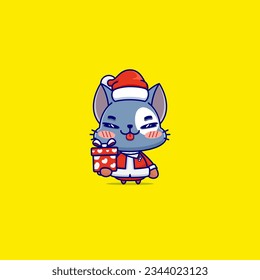 Santa Paws, A Charming Blue Cat Mascot with Various Poses