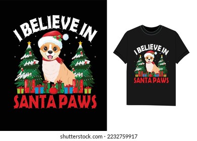 Santa Paws Corgi Christmas Dog Tshirt vector