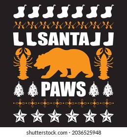 SANTA PAWS, T-SHIRT DESIGN VECTOR FILE.