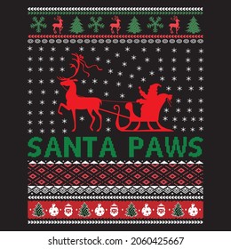 Santa paws t-shirt design, vector file.