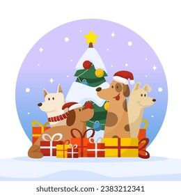 Santa paws under the Christmas tree Illustration