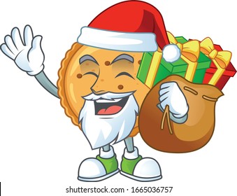Santa peanut butter cookies Cartoon design having a sack of gifts