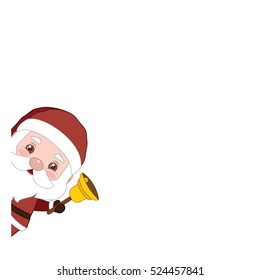 Santa peeking out with blank background