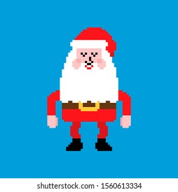 Santa pixel art. 8 bit Christmas and New Year Vector Illustration