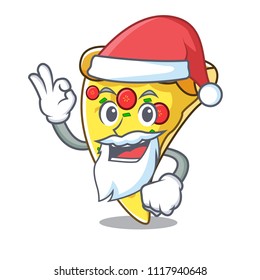 Santa pizza slice mascot cartoon