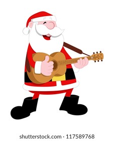 Santa Playing Guitar Vector