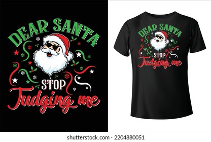 Santa por favor paren aquí el diseño de las camisetas navideñas - Vector gráfico, tipográfico afiche, vintage, etiqueta, insignia, logo, icono o camiseta