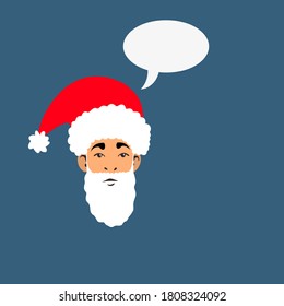Weihnachtsporträt mit Blase und Platz für Ihren Text. Cartoon-Flavektor-Vektorgrafik 