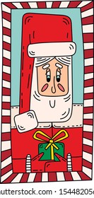 Santa portrait vector illustration. Cute hand drawn christmas isolated cartoon character. Winter holiday greeting card design. Xmas sketch drawing.