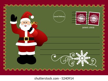 santa postcard vector