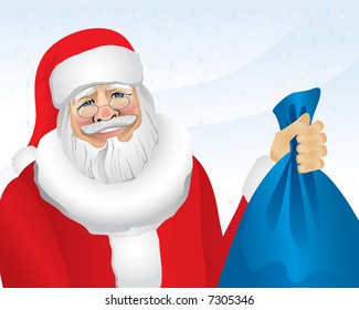 Santa con presentes (vector). En la galería también está disponible la imagen de Jpeg XXL hecha a partir de este vector