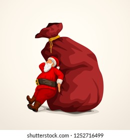 santa pushing bag