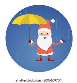 Illustration Santa in Rain Flacher Vektorgrafik
