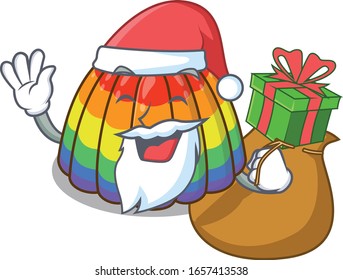 Santa rainbow jelly Cartoon character design having box of gifts