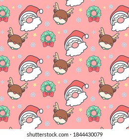 santa and randear pattern pastel color flat design