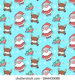 santa and randear pattern pastel color flat design