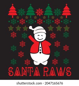 Santa raws, sweater design vector file.