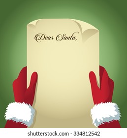 Santa reads a letter with copy space EPS 10 vector illustration